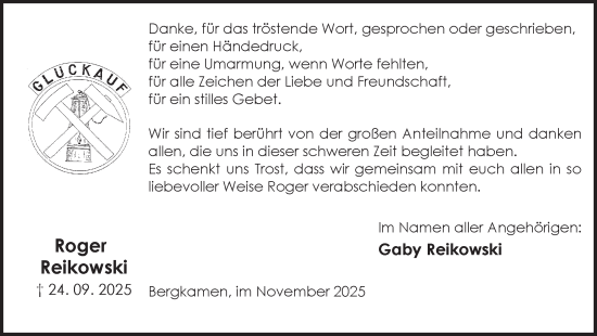 Traueranzeige von Roger Reikowski von Hellweger Anzeiger