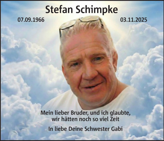 Traueranzeige von Stefan Schimpke von Ruhr Nachrichten und Dorstener Zeitung