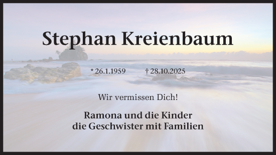 Traueranzeige von Stephan Kreienbaum von Ruhr Nachrichten