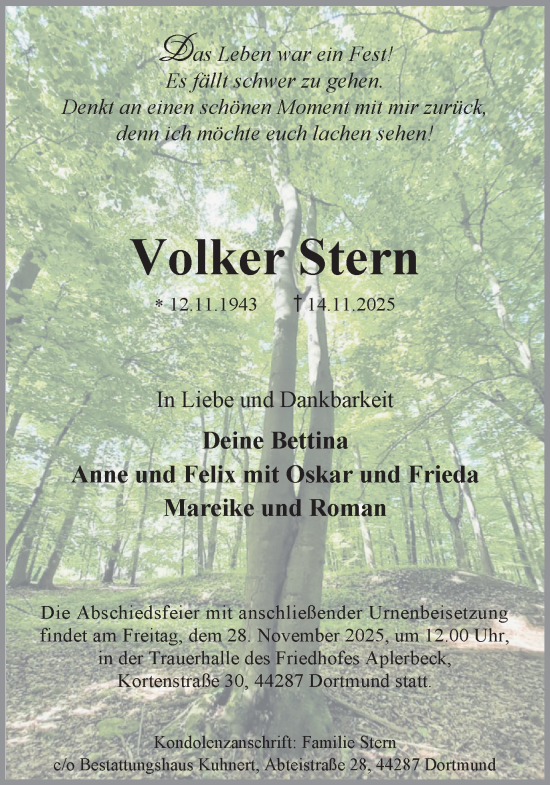 Traueranzeige von Volker Stern von Ruhr Nachrichten