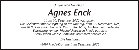 Traueranzeige von Agnes Enck 