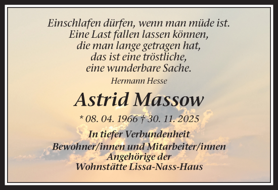 Traueranzeige von Astrid Massow von Trauer Vest