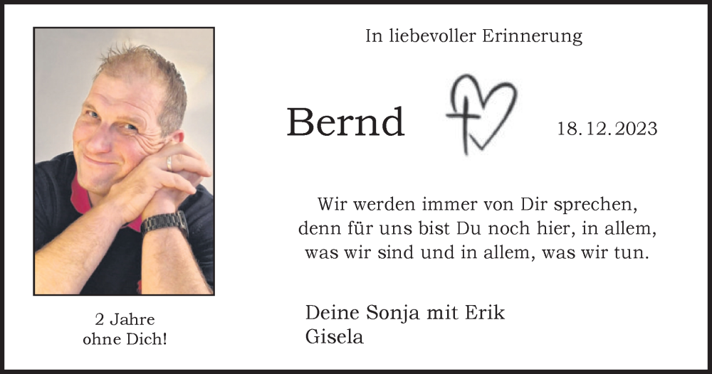  Traueranzeige für Bernd Wessels vom 18.12.2025 aus Münsterland Zeitung