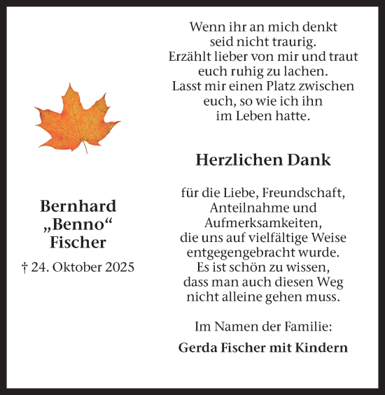 Traueranzeige von Bernhard Fischer von Lüner Anzeiger