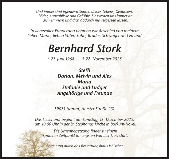 Traueranzeige von Bernhard Stork von Ruhr Nachrichten