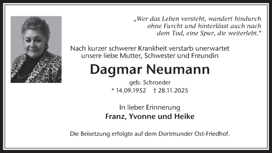 Traueranzeige von Dagmar Neumann von Trauer Vest