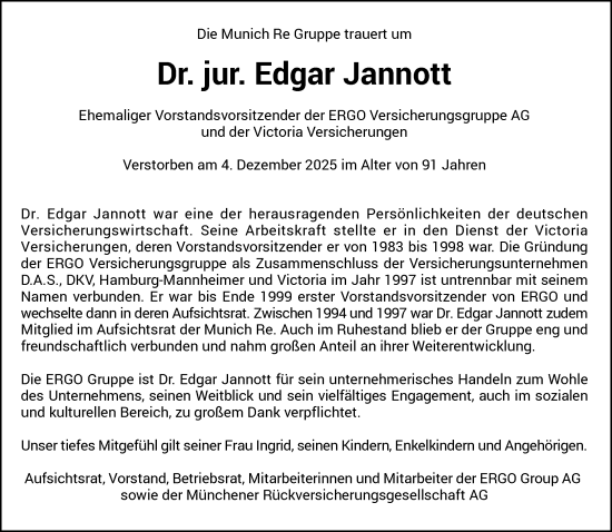 Traueranzeige von Edgar Jannott 