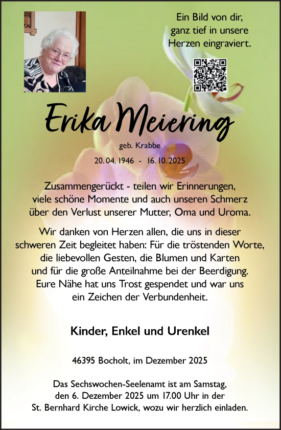 Traueranzeige von Erika Meiering 