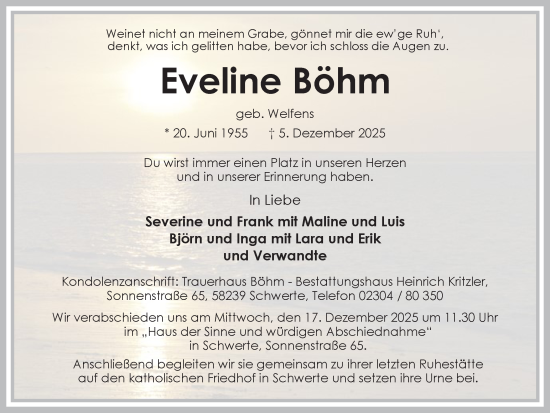 Traueranzeige von Eveline Böhm von Ruhr Nachrichten