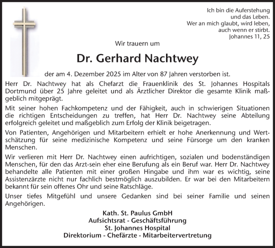 Traueranzeige von Gerhard Nachtwey von Ruhr Nachrichten