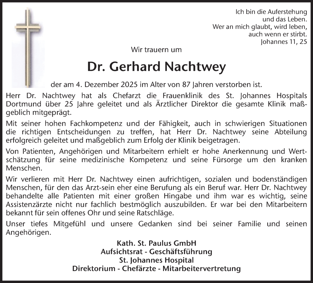  Traueranzeige für Gerhard Nachtwey vom 20.12.2025 aus Ruhr Nachrichten