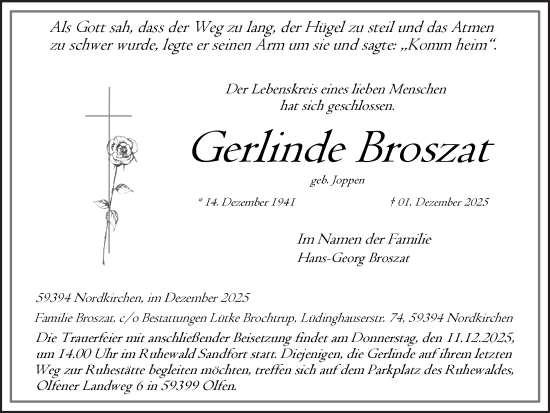 Traueranzeige von Gerlinde Broszat von Ruhr Nachrichten