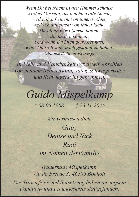 Traueranzeige von Guido Mispelkamp 