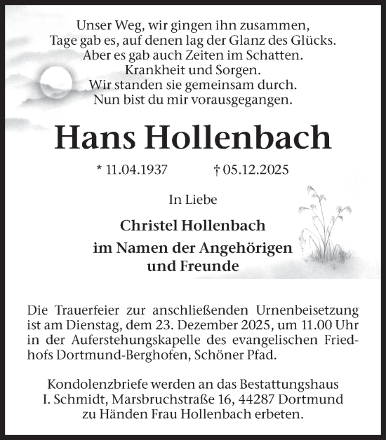 Traueranzeige von Hans Hollenbach von Ruhr Nachrichten