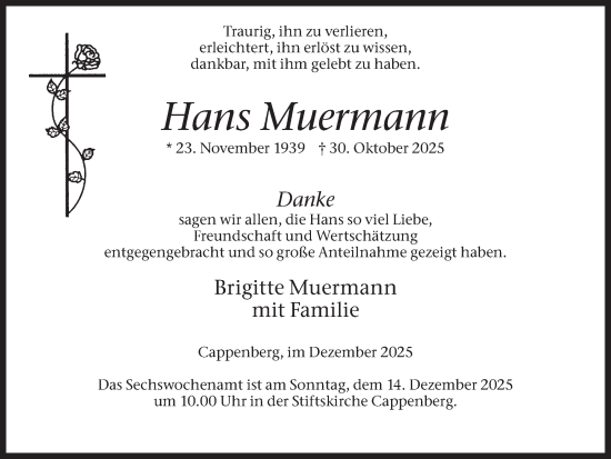 Traueranzeige von Hans Muermann von Ruhr Nachrichten