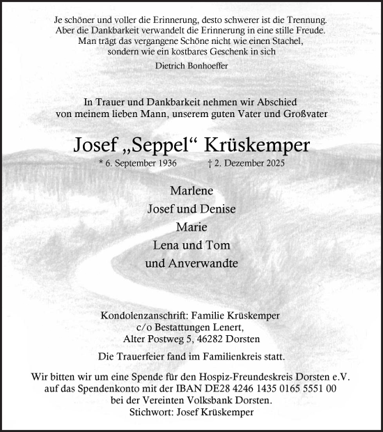 Traueranzeige von Josef Krüskemper von Ruhr Nachrichten und Dorstener Zeitung