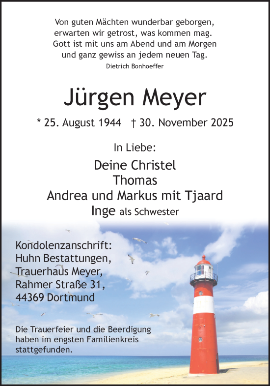 Traueranzeige von Jürgen Meyer von Ruhr Nachrichten