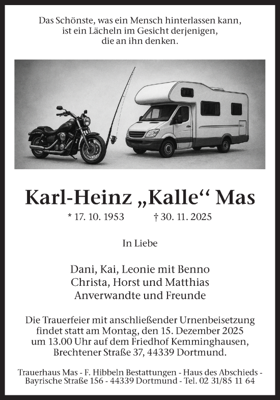 Traueranzeige von Karl-Heinz Mas von Ruhr Nachrichten