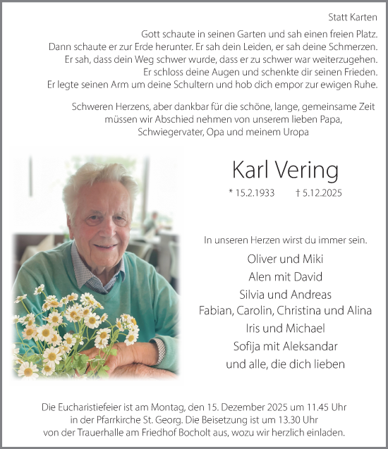 Traueranzeige von Karl Vering 