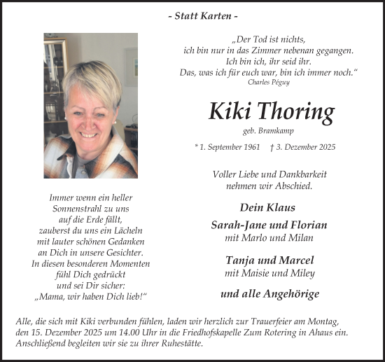 Traueranzeige von Kiki Thoring von Münsterland Zeitung
