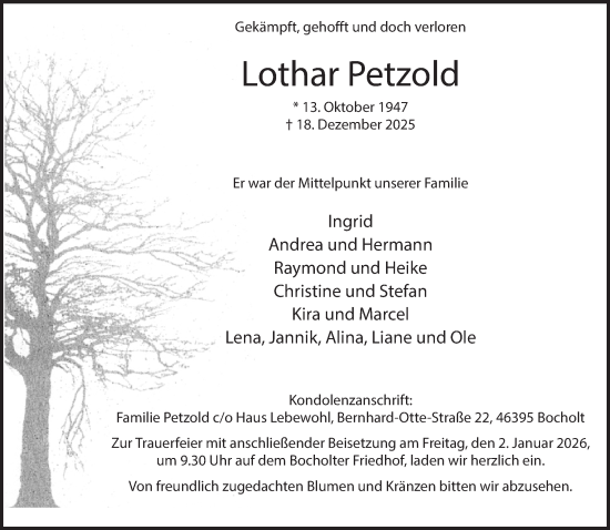 Traueranzeige von Lothar Petzold 