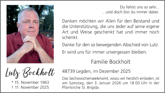 Traueranzeige von Lutz Bockholt von Münsterland Zeitung