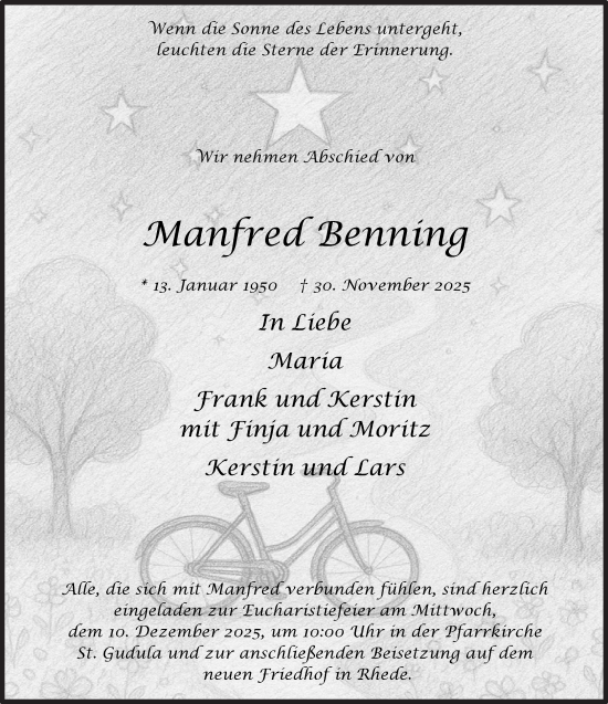 Traueranzeige von Manfred Benning 