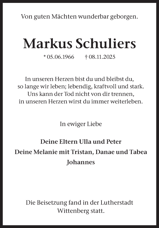 Traueranzeige von Markus Schuliers von Ruhr Nachrichten