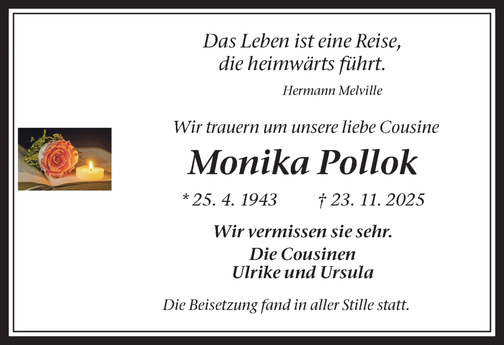  Traueranzeige für Monika Pollok vom 13.12.2025 aus Trauer Vest