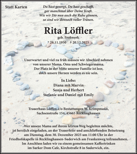 Traueranzeige von Rita Löffler von Trauer Vest
