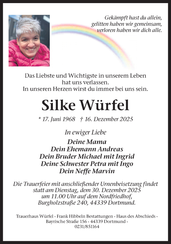 Traueranzeige von Silke Würfel von Ruhr Nachrichten