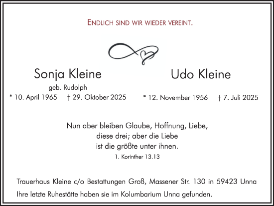 Traueranzeige von Udo Kleine von Hellweger Anzeiger