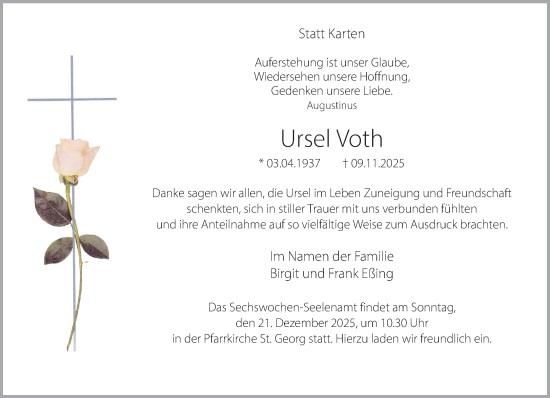 Traueranzeige von Ursel Voth 