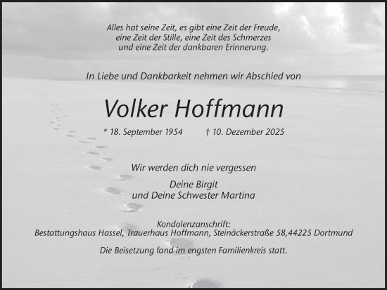 Traueranzeige von Volker Hoffmann von Ruhr Nachrichten
