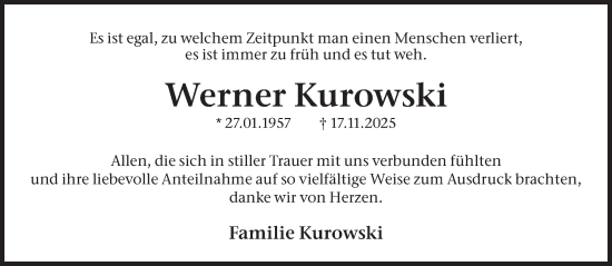 Traueranzeige von Werner Kurowski 