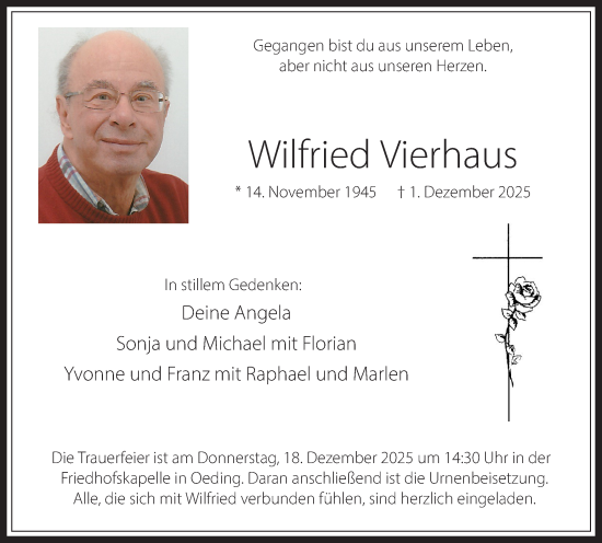 Traueranzeige von Wilfried Vierhaus von Münsterland Zeitung