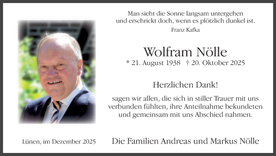 Traueranzeige von Wolfram Nölle von Lüner Anzeiger
