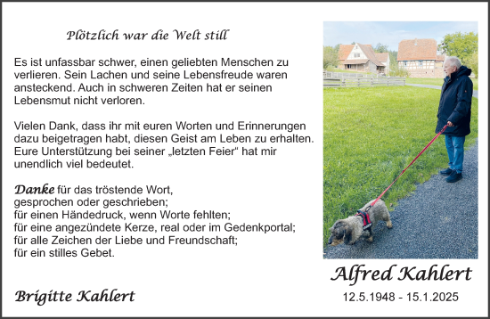Traueranzeige von Alfred Kahlert 