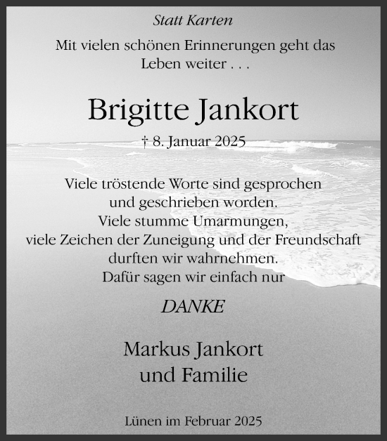 Traueranzeige von Brigitte Jankort von Ruhr Nachrichten