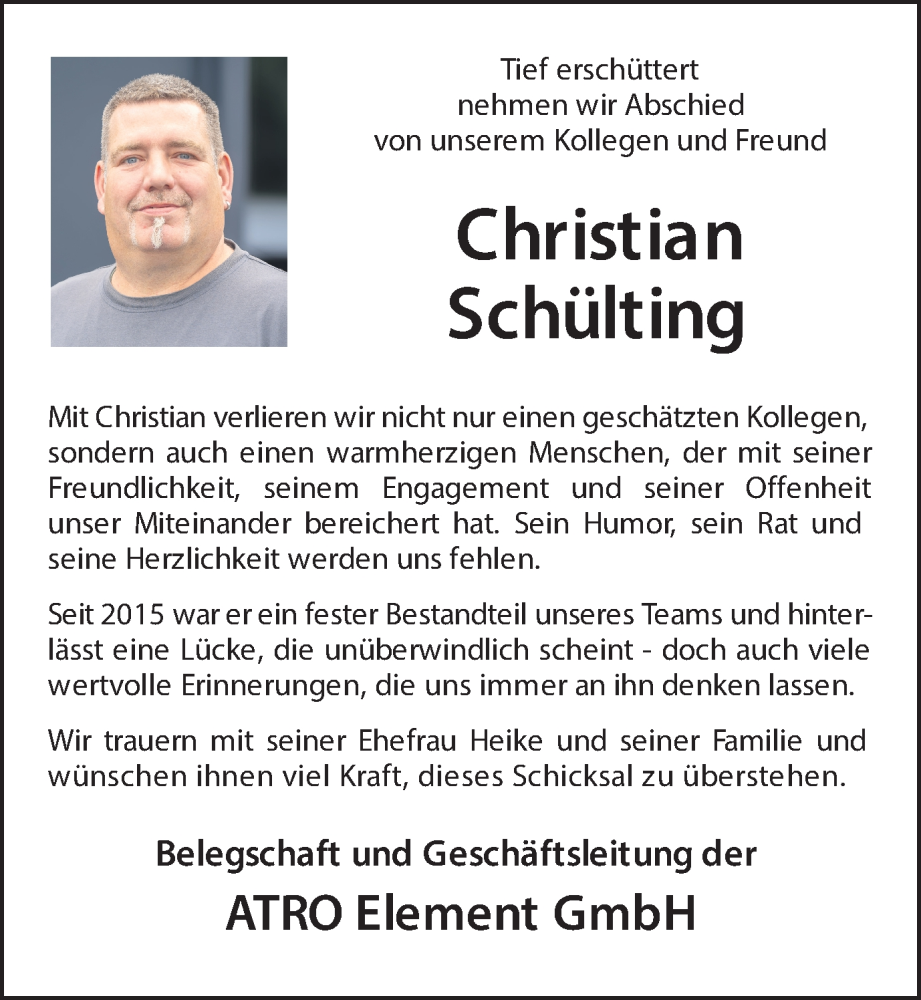  Traueranzeige für Christian Schülting vom 24.02.2025 aus Münsterland Zeitung