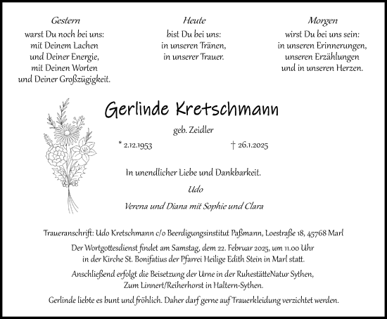 Traueranzeige von Gerlinde Kretschmann von Trauer Vest