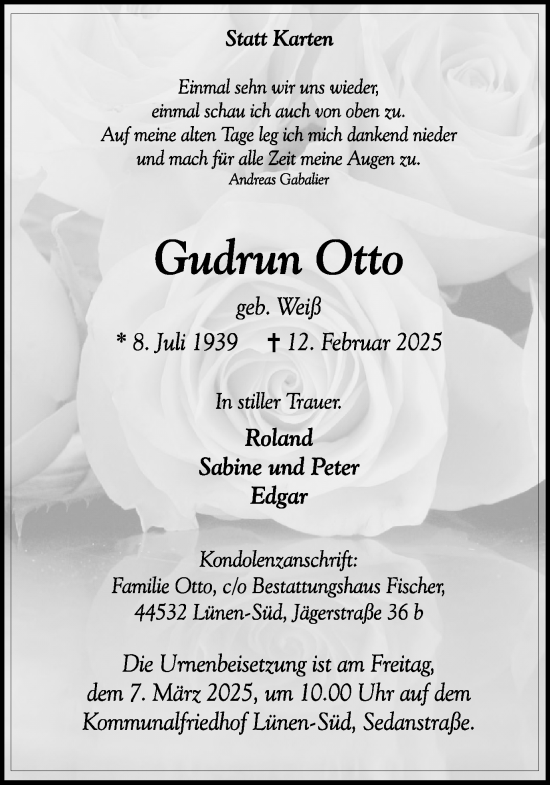 Traueranzeige von Gudrun Otto von Lüner Anzeiger