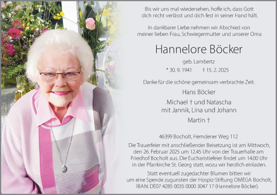 Traueranzeige von Hannelore Böcker 