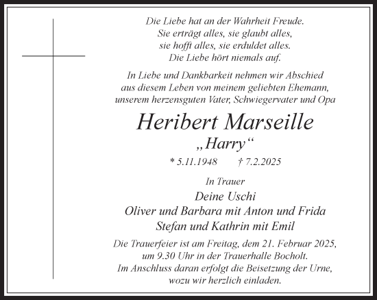 Traueranzeige von Heribert Marseille 