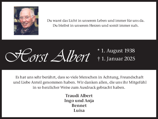 Traueranzeige von Horst Albert von Ruhr Nachrichten