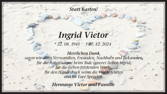 Traueranzeige von Ingrid Vietor von Trauer Vest