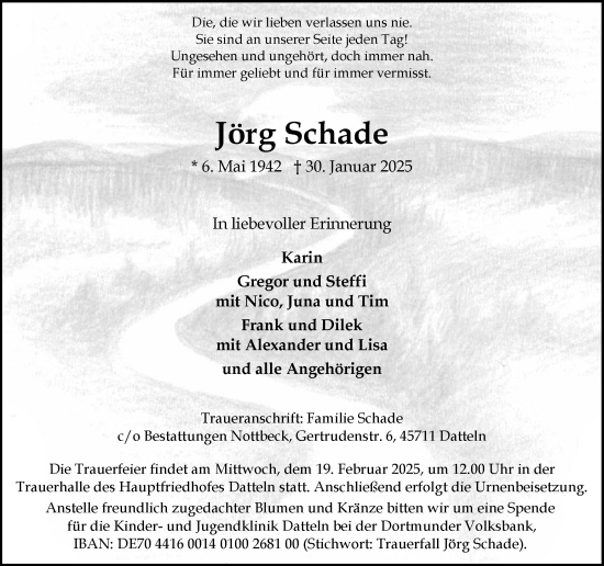 Traueranzeige von Jörg Schade von Trauer Vest