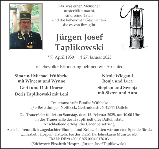 Traueranzeige von Jürgen  Taplikowski von Trauer Vest