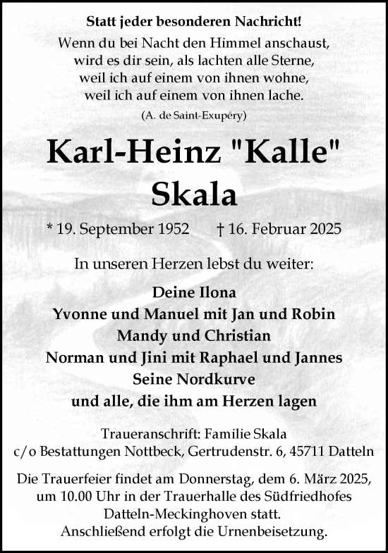 Traueranzeige von Karl-Heinz Skala von Trauer Vest