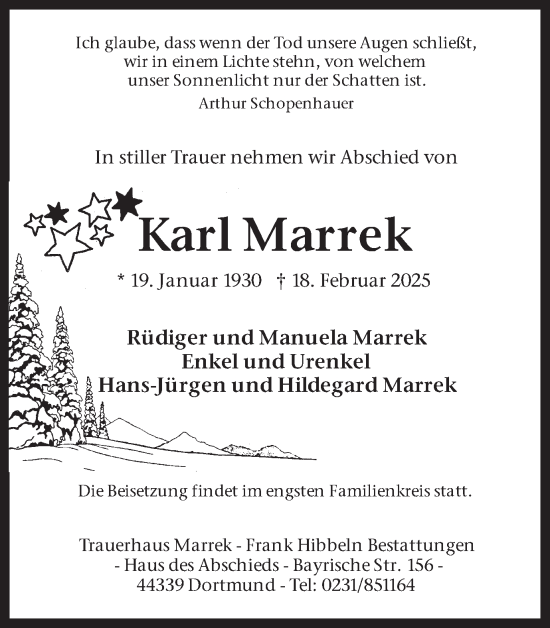 Traueranzeige von Karl Marrek von Ruhr Nachrichten